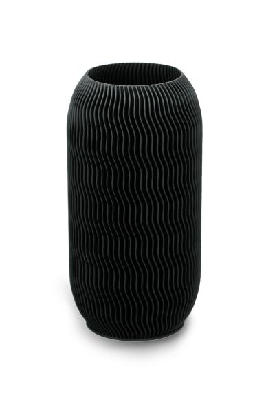 3D printed wave vase large 15.5 cm, black, suitable for our 34 cm wooden tulip bouquets